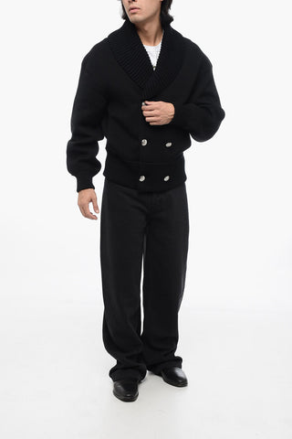 Double-breasted Neoprene Cardigan with Back Embroidery