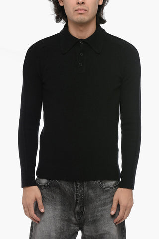 Maglia in Misto Cashmere con Collo a Polo