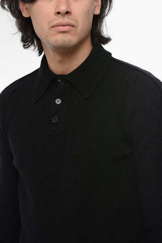 Maglia in Misto Cashmere con Collo a Polo