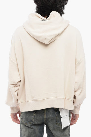 Felpa Hoodie in Cotone Garzato a Tinta Unita