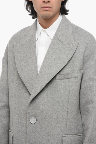 Cappotto In Lana Foderato Con Tasche Ad Aletta