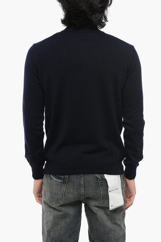 Solid Color Wool Sweater with Half-Zip