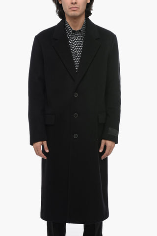 Single-Breasted Wool Coat With Flap Pockets