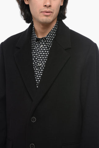 Single-Breasted Wool Coat With Flap Pockets