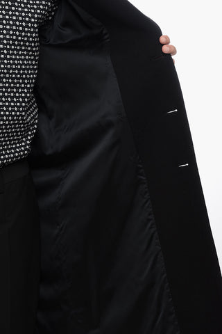 Single-Breasted Wool Coat With Flap Pockets