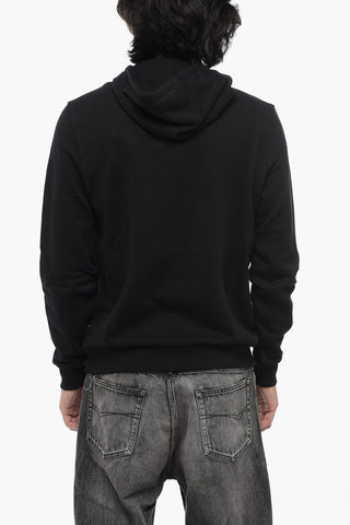 Fleeced Cotton Hoodie  with Camouflage Detail
