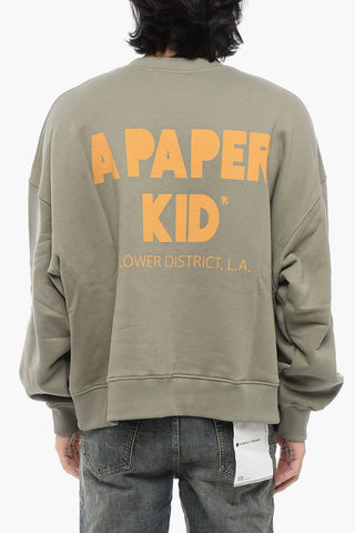 Felpa Girocollo in Cotone Garzato con Logo Stampato