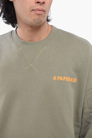 Felpa Girocollo in Cotone Garzato con Logo Stampato