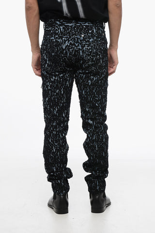Skinny Fit Denim and Fabric Denims with Zipped Details 16cm