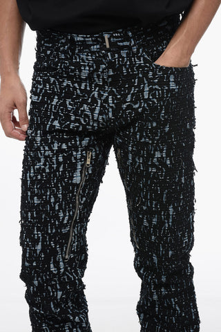 Skinny Fit Denim and Fabric Denims with Zipped Details 16cm