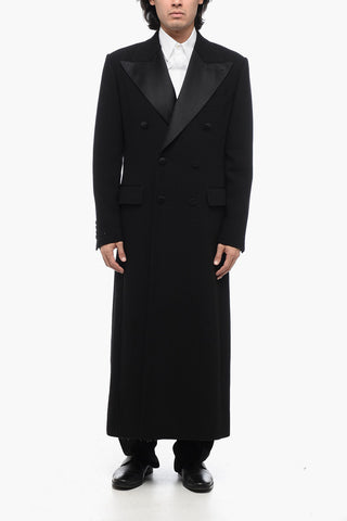 Cappotto Doppiopetto Con Rever In Seta