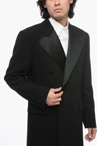 Cappotto Doppiopetto Con Rever In Seta