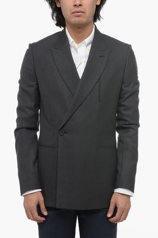 Double-Breasted Wool Blazer With Peak Lapel