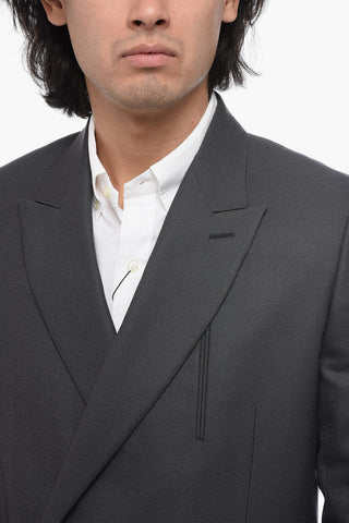 Double-Breasted Wool Blazer With Peak Lapel