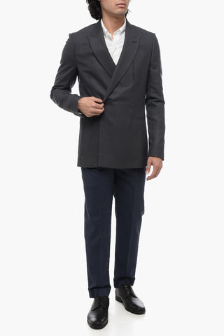 Double-Breasted Wool Blazer With Peak Lapel