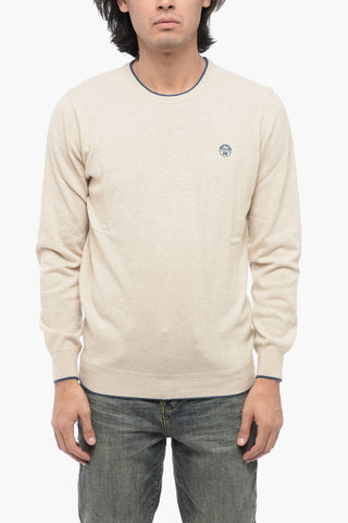 Wool Blend Crewneck Sweater with Contrasting Edges