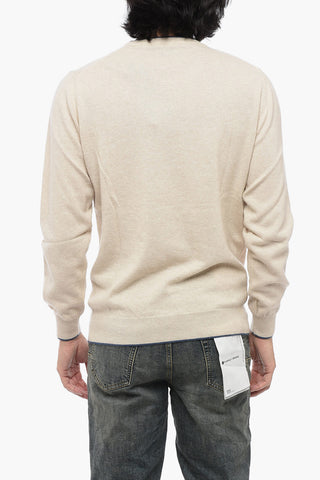 Wool Blend Crewneck Sweater with Contrasting Edges