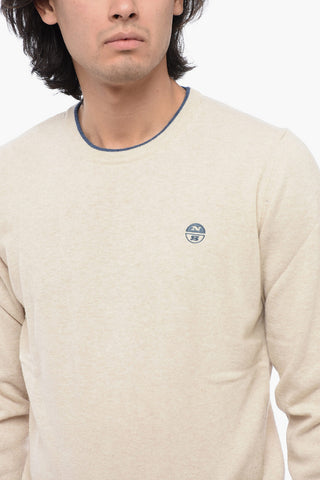 Wool Blend Crewneck Sweater with Contrasting Edges