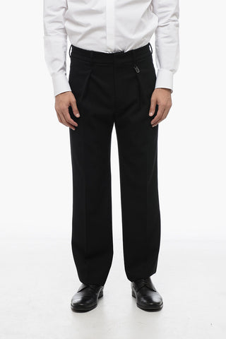 Pantaloni In Msito Lana Con Pinces