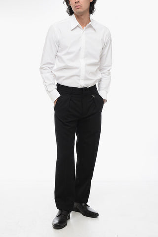 Pantaloni In Msito Lana Con Pinces
