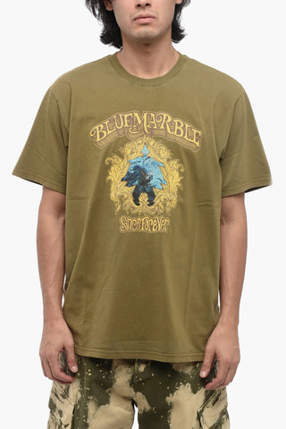 T-shirt Girocollo in Cotone con Stampa Frontale