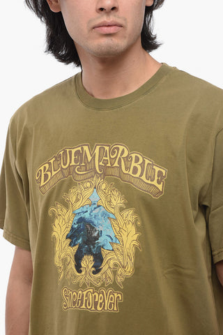 T-shirt Girocollo in Cotone con Stampa Frontale