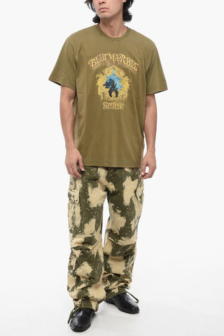 T-shirt Girocollo in Cotone con Stampa Frontale