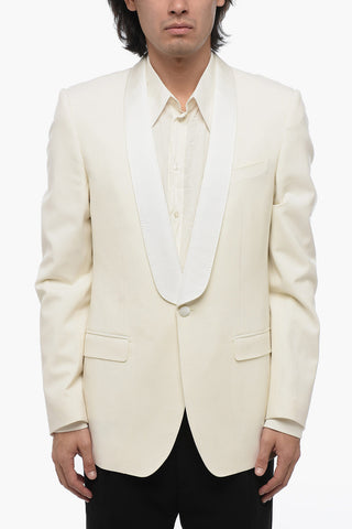 Wool Blend Single Breasted Blazer With Shawl Lapel