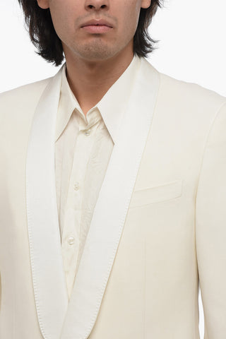 Wool Blend Single Breasted Blazer With Shawl Lapel