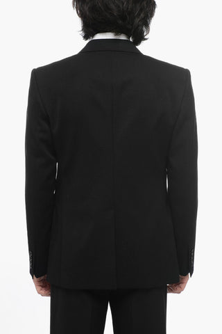 Wool Blend Double-Breasted Blazer With Peak lapel