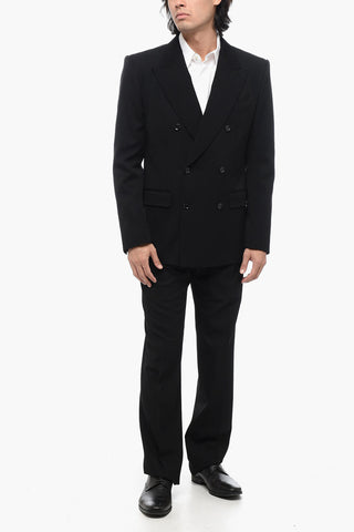 Wool Blend Double-Breasted Blazer With Peak lapel