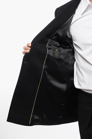 Wool Blend Double-Breasted Blazer With Peak lapel