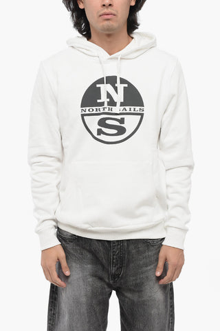 Fleeced Cotton Hoodie with Printed Logo