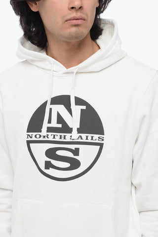 Fleeced Cotton Hoodie with Printed Logo