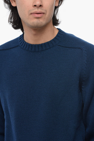 Solid Color Wool Crew-neck Sweater