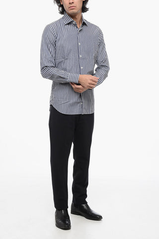 Camicia a Righe Pencil con Collo Francese