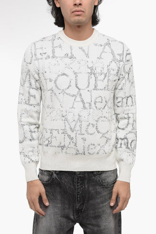 Maglia Girocollo in Lana con Motivo Monogram in Lurex