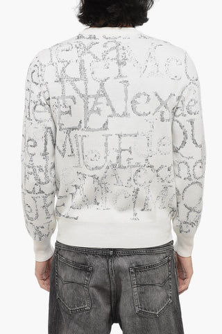 Maglia Girocollo in Lana con Motivo Monogram in Lurex