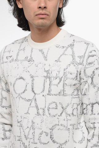 Maglia Girocollo in Lana con Motivo Monogram in Lurex