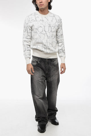 Maglia Girocollo in Lana con Motivo Monogram in Lurex
