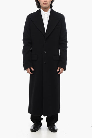 Cappotto In Lana Monopetto Sfoderato