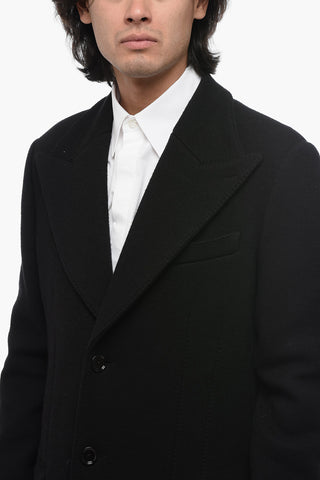Cappotto In Lana Monopetto Sfoderato
