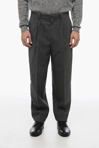 Pleated Regular-Fit Wool Pants