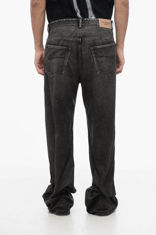 Pantaloni 5 Tasche in Flanella con Stamoa Denim