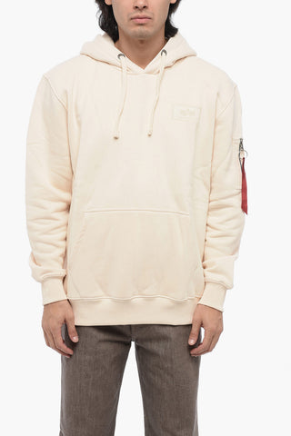Fleeced Cotton Hoodie with Printed Logo