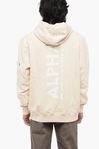 Fleeced Cotton Hoodie with Printed Logo