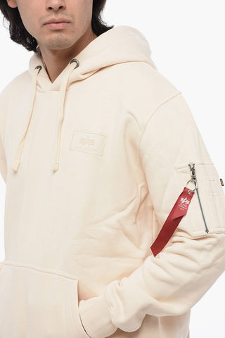 Fleeced Cotton Hoodie with Printed Logo