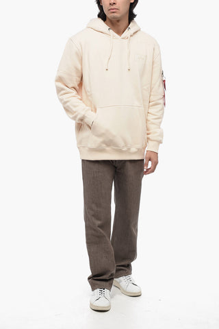 Fleeced Cotton Hoodie with Printed Logo