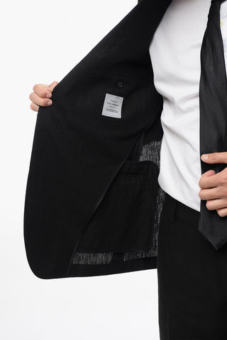 Abito In Lino Monopetto Con Tasche Ad Aletta