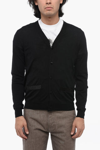 Wool Cardigan with Satin Details